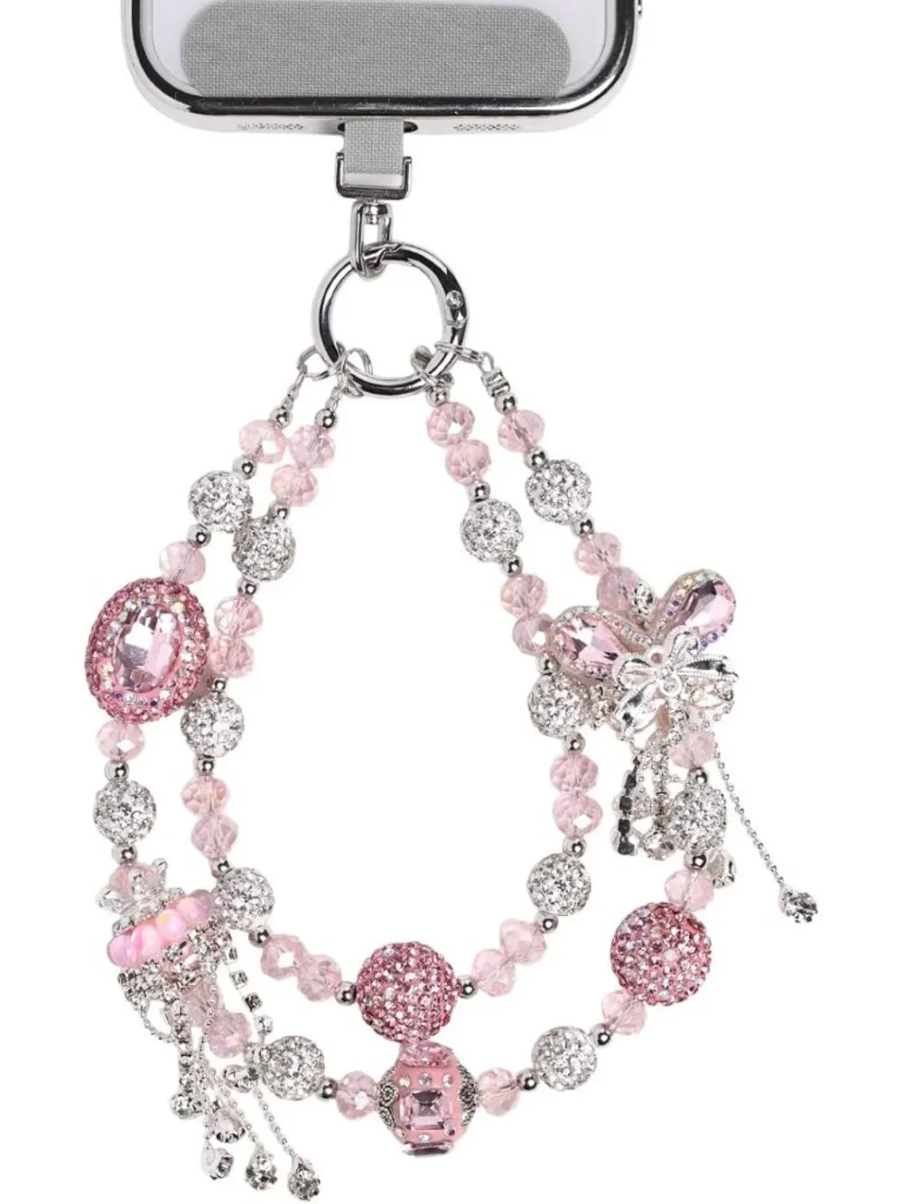 Vintage Butterfly Jeweled Phone Charm Strap - Luxurious Wrist Chain Accessory